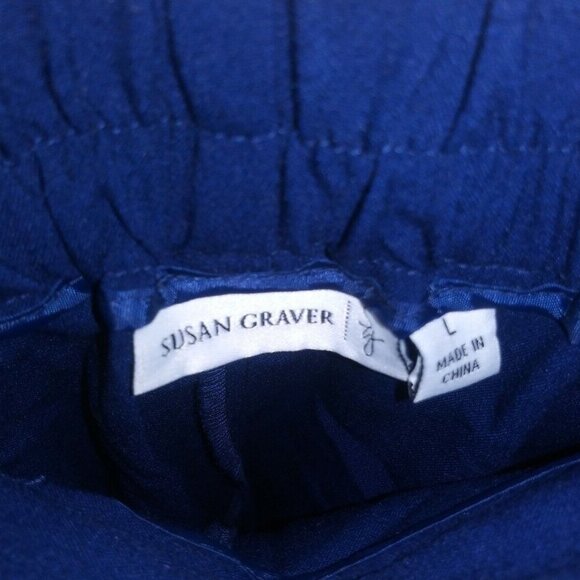 Susan Graver Women's Pants Partial Elastic Sz L/XL Zip Front Straight Leg Blue - Picture 6 of 6